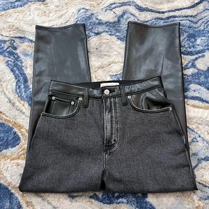 Abercrombie & Fitch Mixed Fabric Curve Love Ultra High Rise Ankle Straight Jean